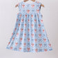 Blue strawberry bow ruffle dress