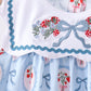 Blue strawberry bow ruffle dress