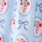 Blue strawberry bow ruffle dress