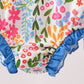 Summer floral print ruffle rashguard