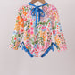 Summer floral print ruffle rashguard