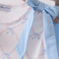 Blue bow ribbon print ruffle shorts set