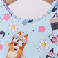 Blue character floral bamboo dress
