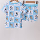Blue character checkered bamboo pajama set