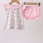 Pink puppy floral ruffle bloomer set