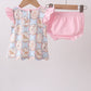 Pink puppy floral ruffle bloomer set