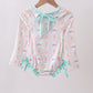 Green castle cream ruffle rashguard
