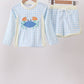 Blue crab applique plaid 2pc rashguard set