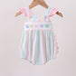 Rainbow stripe butterfly smocked ruffle bubble
