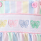 Rainbow stripe butterfly smocked ruffle bubble