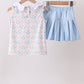 Blue Hydrangea Bow Skorts Set