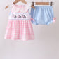 Pink Cow Plaid Embroidered Bloomer Set