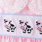 Pink Cow Plaid Embroidered Bloomer Set