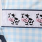 Blue Cow Plaid Embroidered Jon Jon