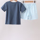 Blue Cow Plaid Embroidered Set