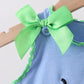 Blue Tractor Applique Seersucker Bloomer Set