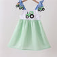 Blue Tractor Applique Seersucker Dress