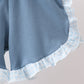 Blue Plaid Embroidered Bow Set