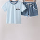 Blue Police Car Stripe Embroidered Set