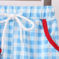 Blue Apple Appliqué Gingham Shorts Set