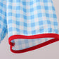 Blue Apple Appliqué Gingham Shorts Set