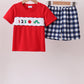 Navy Apple Smocked Gingham Set