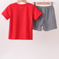 Red Georgia Bulldog Applique Shorts Set