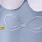 Blue bus bow embroidery ruffle skorts set