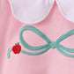 Pink apple bow embroidery skorts set