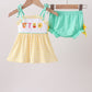 Mustard Honey Bear Embroidered Bloomer set