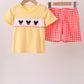 Mustard Character Plaid Embroidered Short Set