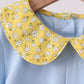 Blue Bus Floral Applique Ruffle Set