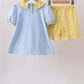 Blue Bus Floral Applique Ruffle Set