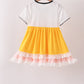 Mustard Pencil Ruffle Dress
