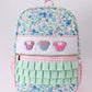 Blue Floral Character French Knot Ruffle Backpack