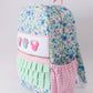 Blue Floral Character French Knot Ruffle Backpack