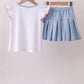 Blue Apple Embroidered Skorts Set