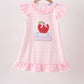Pink Stripe Apple Book Appliqué Dress