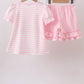 Pink Stripe Apple Book Appliqué Ruffle Set
