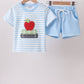 Blue Stripe Apple Book Appliqué Set