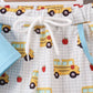 Blue Bus Embroidered Set
