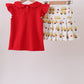 Red Bus Embroidered Skorts Set