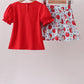 Red School Apple Skorts Set