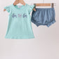 Blue Farm Tractor Embroidered Bloomer Set