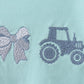 Blue Farm Tractor Embroidered Bloomer Set