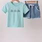Blue Farm Tractor Embroidered Set