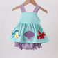 Blue under the sea Embroidered Bubble