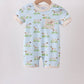 Blue Puppy Embroidered Pocket Romper