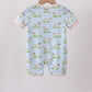 Blue Puppy Embroidered Pocket Romper