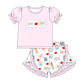 Pink Apple Embroidered Ruffle Set